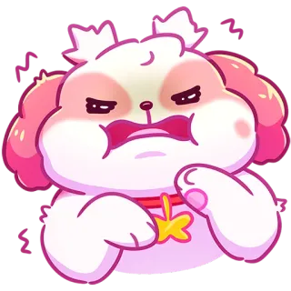 🤬 65966c4d Hund, wütend, süß, Cartoon, rosa, Haustier, Aufkleber telegram sticker
