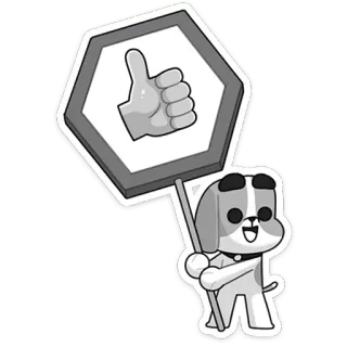 👍 5860f0a1 狗, 动物, 贴纸, 插画, 卡通, 竖起大拇指, 手势, 标志 telegram sticker