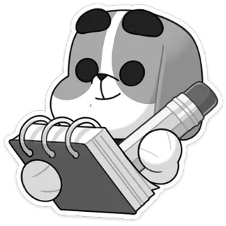 🗒 6c9d36ab 狗, 写作, 笔记本, 铅笔, 绘画, 角色, 可爱 telegram sticker