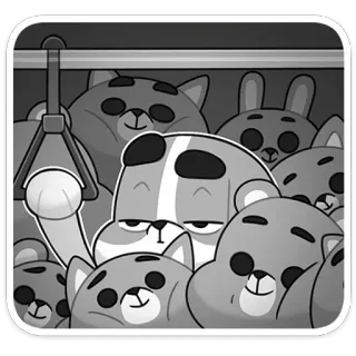 😒 76600f2e 动物, 卡通, 可爱, 公交车, 火车, 拥挤, 交通, 动物 telegram sticker