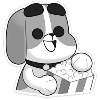 🍿 880ea4f3 狗, 小狗, 爆米花, 动物, 卡通, 可爱, 贴纸 telegram sticker