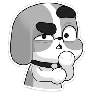 🤔 90cf3e19 狗, 小狗, 动物, 宠物, 卡通, 表情, 担心 telegram sticker
