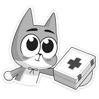 ➕ 942a1edf 猫, 急救, 医疗箱, 卡通, 动物, 贴纸 telegram sticker