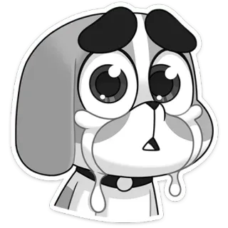 😭 e43650b7 狗, 悲伤, 卡通, 动物, 小狗, 情绪, 眼泪 telegram sticker