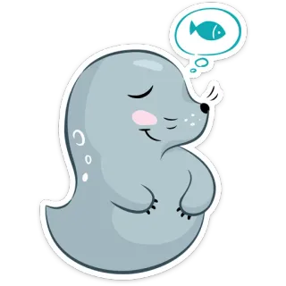 🐟 2510d4bc 물개, 만화, 동물, 귀여운, 물고기, 꿈, 바다 생물 telegram sticker