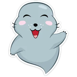 😊 9432bd5c 물범, 동물, 귀여운, 만화, 스티커, 행복한 telegram sticker