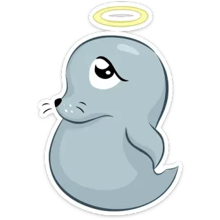 😇 c88c216e 봉인, 천사, 후광, 귀여운, 동물, 스티커, 만화 telegram sticker