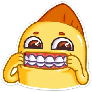 😬 95de3df5 อิโมจิ, สีเหลือง, การ์ตูน, ตลก, ฟัน, ยิ้ม telegram sticker