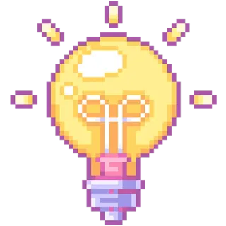 💡 e23d5d9a bóng đèn, ý tưởng, sự đổi mới, pixel art, phát minh, sáng tạo telegram sticker