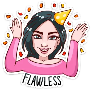 🎉 f83183cd FLAWLESS makellos, Frau, Party, Feier, Cartoon, Sticker, Mädchen, hübsch telegram sticker