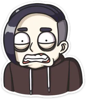 😬 05fb84b6 cartone animato, personaggio, espressione, felpa con cappuccio, adesivo telegram sticker