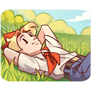 🏖 3c6c6ffb relaxation, cartoon, character, grass, sky, field, lying down telegram sticker