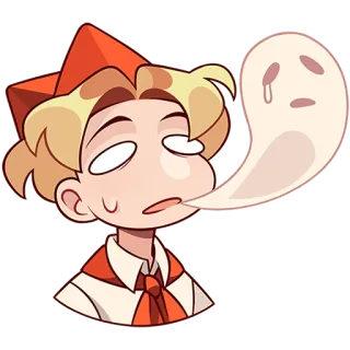 😵 8ab4dbe6 boy, ghost, sad, cartoon, illustration, character telegram sticker