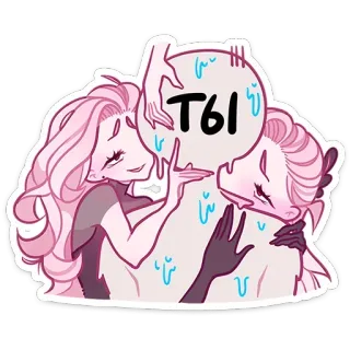 🤗 877c9a04 ТЫ การ์ตูน, อนิเมะ, กอด, เหงื่อ, โอบกอด, ข้อความรัสเซีย telegram sticker