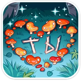 🫶 29abee77 TBI fungo, foresta, stelle, natura, cuore, illustrazione telegram sticker