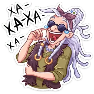 😂 deb7c06d XA-XA-XA strega, ridere, cartone animato, sticker, divertente, anziana telegram sticker