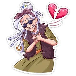 💔 ec0093b2 anziana, triste, cuore spezzato, crepacuore, cartone animato, emotivo, adesivo telegram sticker