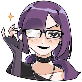 🤓 8a78b42a อนิเมะ, ผู้หญิง, แว่นตา, ปลอกคอ, ประกาย telegram sticker