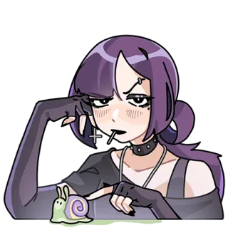 🤨 ddc4554d สาวอนิเมะ, โกธิค, หอยทาก, อมยิ้ม, อีโม, การ์ตูน telegram sticker