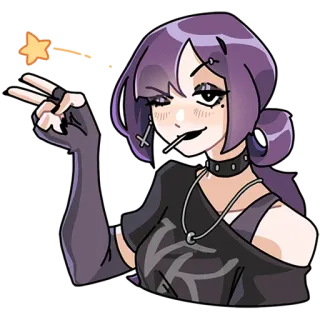 😉 ee766d4d โกธิค, อนิเมะ, อีโม, ตัวละคร, การ์ตูน, ผู้หญิง, ผมสีม่วง telegram sticker