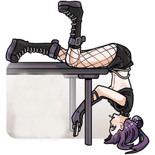 🙃 fdd3ce0b โกธิค, กลับหัว, ถุงน่องตาข่าย, การ์ตูน, อีโม, สุนทรียศาสตร์ telegram sticker