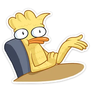 😕 7499221a pato, dibujo animado, confundido, encogiéndose hombros, gracioso, pregunta, sentado telegram sticker