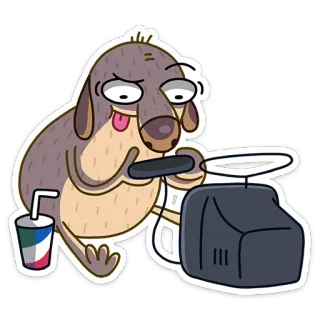 🎮 11a16d14 Hund, Cartoon, Spiel, Controller, Soda, Fernseher telegram sticker