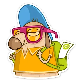 😎 85eab8e8 Hund, Cartoon, Tier, Rucksack, Sonnenbrille, Reisen telegram sticker