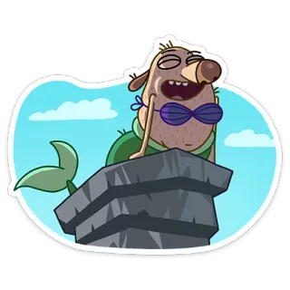 🐠 dcff729b Cartoon, Meerjungfrau, Lustig, Figur, Seehund, Fisch, Fantasy telegram sticker