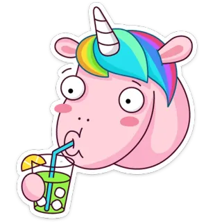 🧃 0672aa7f 独角兽, 饮料, 卡通, 果汁, 幻想, 动物 telegram sticker