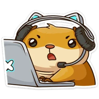 💻 cd4e37d1 仓鼠, 游戏玩家, 耳机, 电脑, 震惊, 可爱, 卡通, 动物 telegram sticker