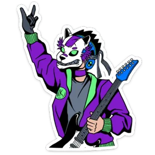 🤟 1da4bee1 INK Furry, Antropomorfik, Gitar, Rock, Punk, Binatang, Serigala telegram sticker