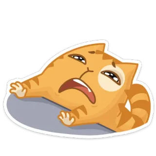 😫 a1e3b539 chat, fatigué, endormi, épuisé, dessin animé, animal, chat tigré roux telegram sticker