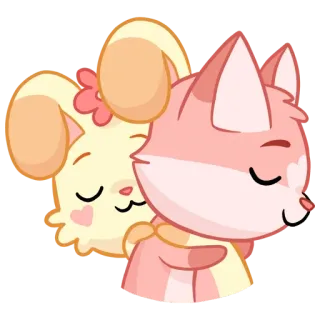 ❤️ 9209e05e hoạt hình, động vật, dễ thương, thỏ, cáo, ôm telegram sticker