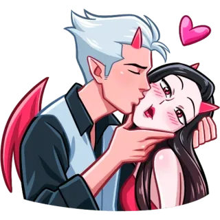 ❤️ c1055cf6 quỷ, cặp đôi, tình yêu, ảo mộng, sừng, lãng mạn telegram sticker