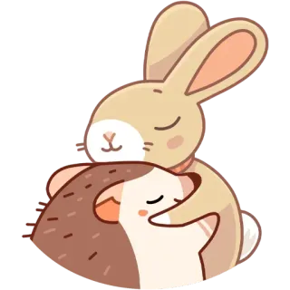 ❤️ c3b6fccf thỏ, thỏ con, nhím, ôm, dễ thương, động vật, tình bạn telegram sticker