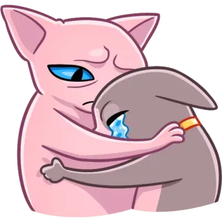 ❤️ de9b9af3 mèo, chó, ôm, khóc, buồn, an ủi telegram sticker