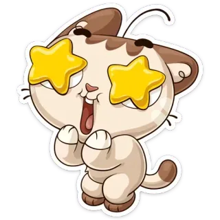 ✨ ecdee453 kucing, bintang, imut, senang, kawaii, stiker, menggemaskan whatsapp sticker