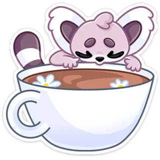 ☕️ 69394380 lemur, teh, cangkir, lucu, binatang, kartun, kawaii telegram sticker