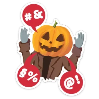 🎃 23289d62 #& $%! @! 호박, 할로윈, 불쾌한, 스티커, 만화, 욕설 telegram sticker