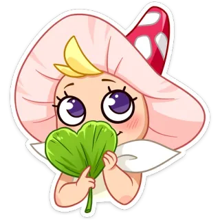 ☺️ a1476cd1 きのこ, 妖精, 漫画, 葉, ステッカー, かわいい, 可愛い, ファンタジー telegram sticker