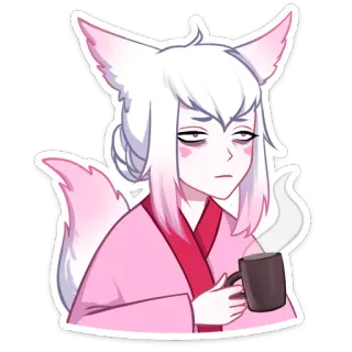 ☕️ 20b4b640 anime, fox, tired, kawaii, cute telegram sticker
