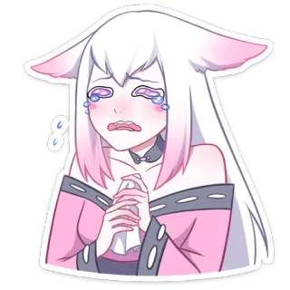 😭 61e0333a anime, crying, sad, kawaii, fox girl telegram sticker