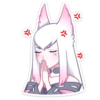 🙏 f3139807 anime, angry, fox girl, furry, sticker, emoji, cute, kawaii telegram sticker