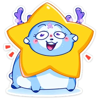 🌟 4168e649 мультик, животное, звезда, милый, иллюстрация, рога whatsapp sticker