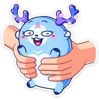 🤗 6bf2c384 олень, милый, животное, объятие, мультфильм, каваий whatsapp sticker