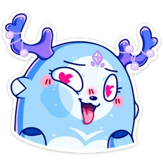 😍 a3cce274 милый, мультик, каваий, животное, олень, наклейка whatsapp sticker