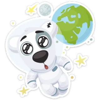 😯 2769f9df 우주비행사, 개, 우주, 지구, 달, 별, 만화 telegram sticker