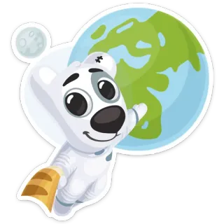 👻 e764c0db 강아지, 우주비행사, 우주, 지구, 달, 만화 telegram sticker