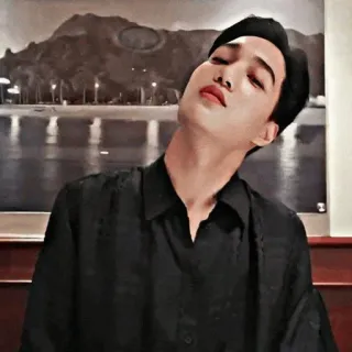 🕊 a2bd2f0c người đàn ông, chân dung, áo sơ mi đen, thời trang, phong cách telegram sticker